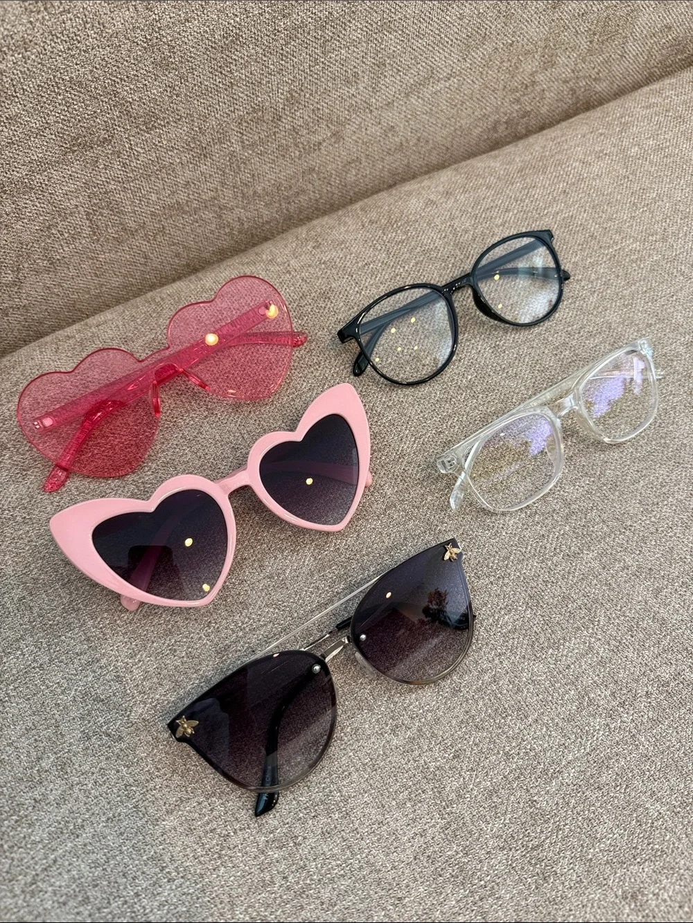 Anthropologie Pink Heart Sunglasses with Black and Clear Accent Pairs